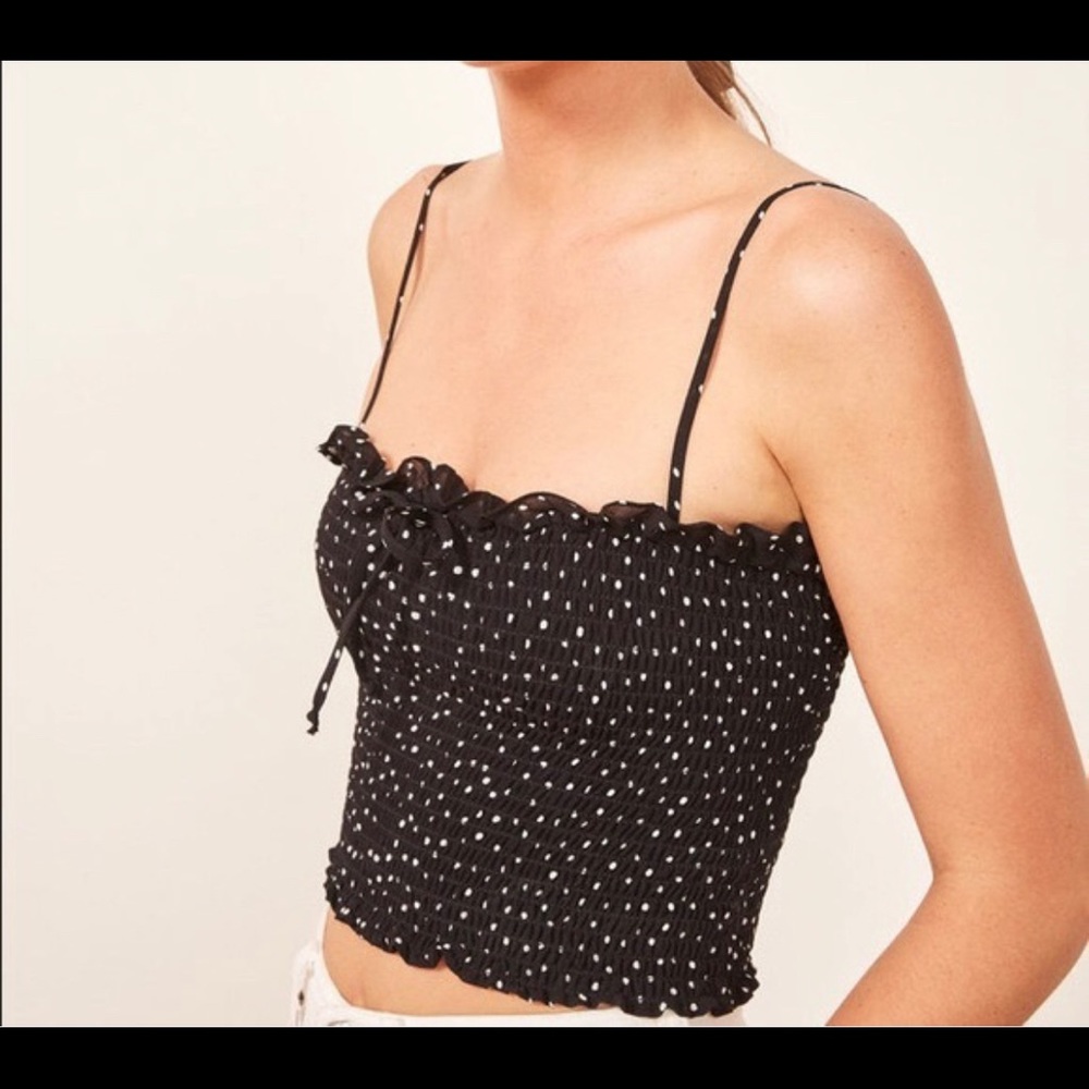 Stunning Reformation Carlotta polka dot top!